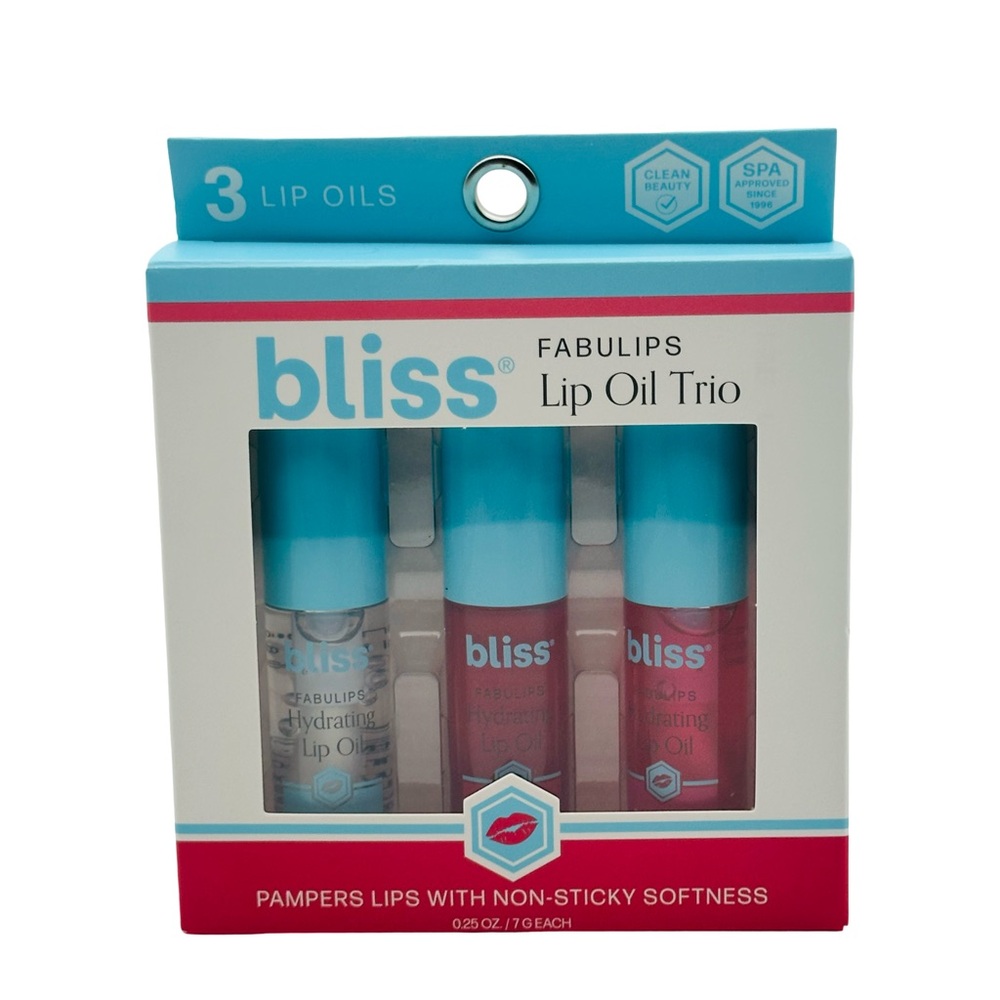 bliss Fabulips Hydrating Lip Oil Trio Pink Glow Rose Glow Ice Glow New